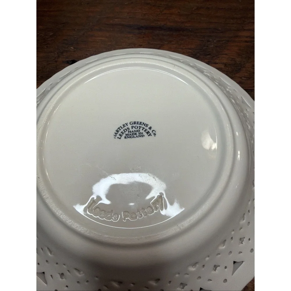 Vintage Leedsware Pierced Creamware Plate Leeds Pottery England, 7